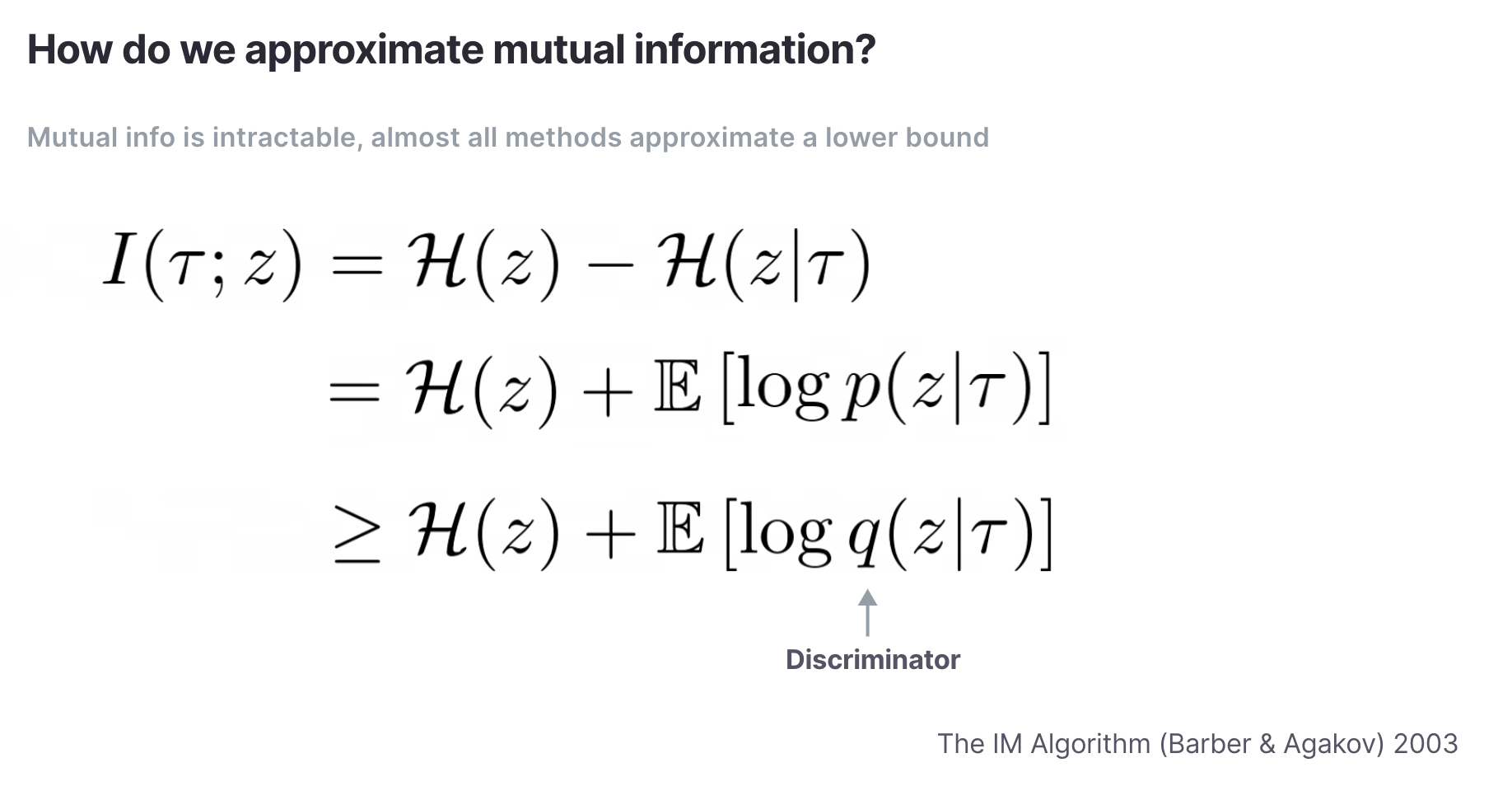 Mutual Info Decomposition